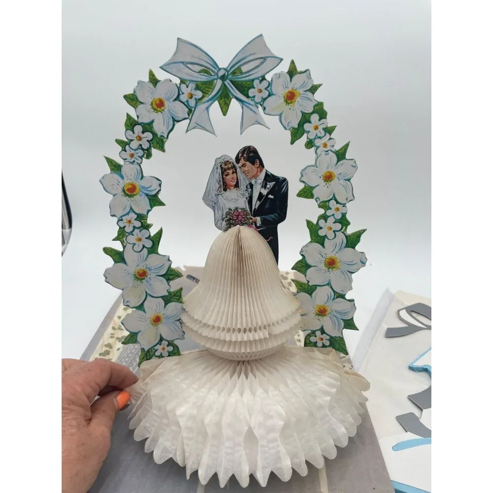 Vintage 1983 Beistle Art-Tissue Bell Centerpiece Light Blue Wedding Decor USA